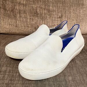 Rothy's White Slip-On Loafers with Blue Insole